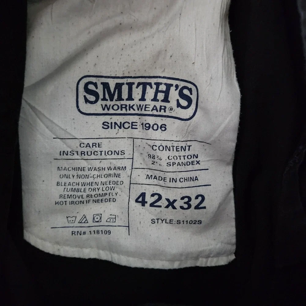 Smith's Workwear Jeans‎ Mens Size 42x32 Black Denim Buffalo Relaxed Work